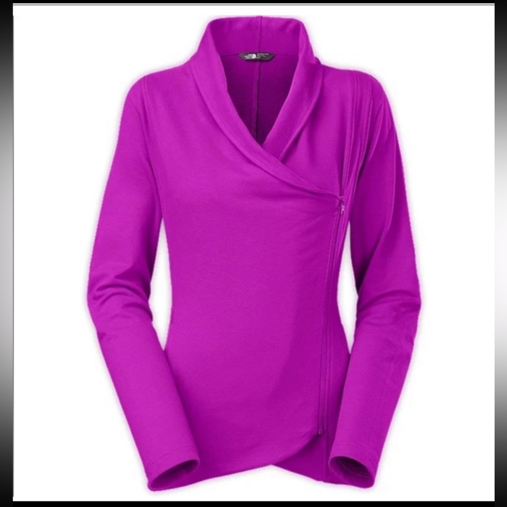 North Face cozy off center zipper jacket raspberry Sz M